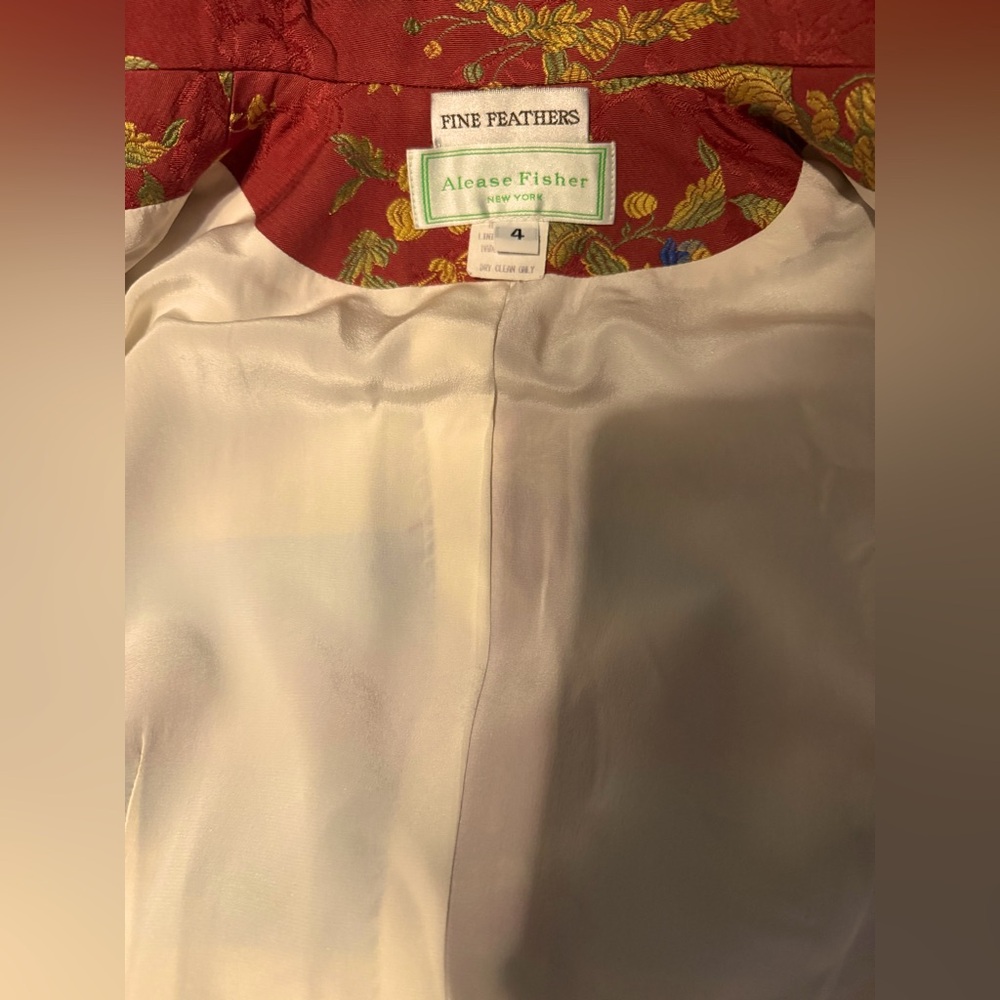Vintage Silk Alease Fisher Red Floral Jacket - Unique one of a Kind - Picture 10 of 12